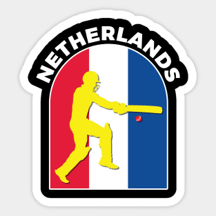 Netherlands Cricket Batsman Netherlands Flag Sticker